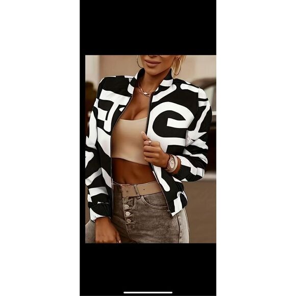 Abstract print, zip-up-lightweight, bomber jacket.Size 14 - Picture 1 of 12